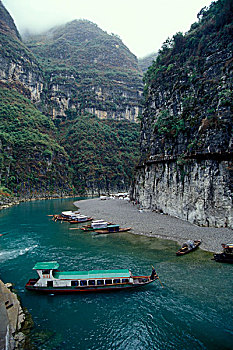 中国,四川,巫山,旅游,船,航行,向上,河,三个,峡谷,靠近