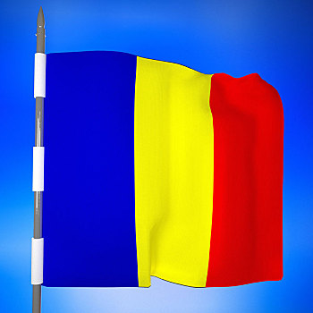 罗马尼亚,旗帜,上方,蓝天