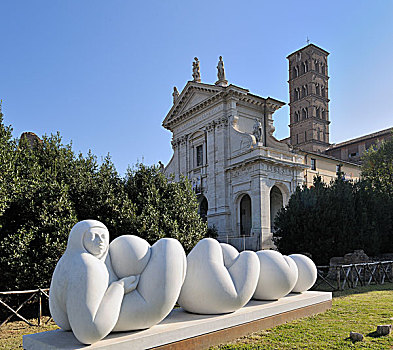 现代,雕塑,正面,教堂,罗马,古罗马广场,意大利,欧洲