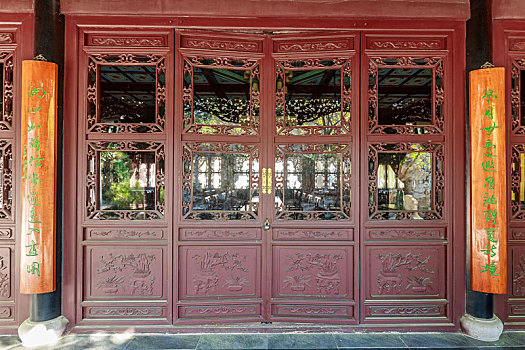 中式门窗,中国山东省潍坊市归真园园林建筑