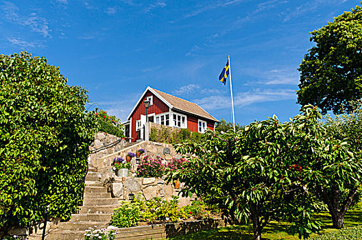 红色,屋舍,瑞典