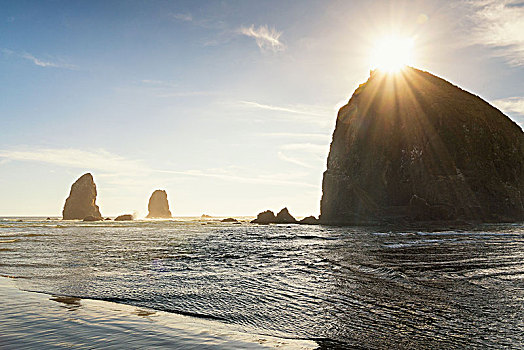 太平洋海岸,佳能海滩,黑斯塔科岩,阳光