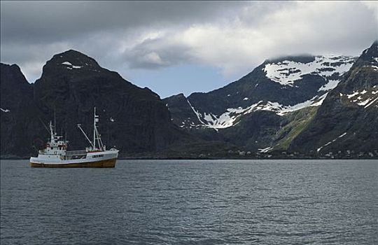 小,捕鲸,船,峡湾,挪威