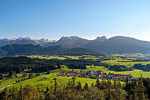 靠近,阿尔卑斯山,风景,斯瓦比亚,巴伐利亚,德国,欧洲