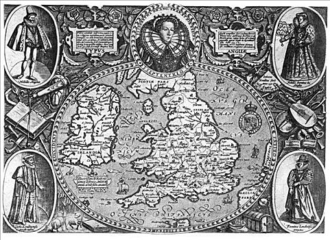 地图,英格兰,16世纪,1896年,艺术家,未知