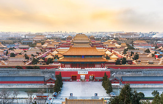 北京故宫博物院古建筑日出风光