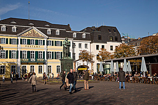 贝多芬,纪念建筑,广场,正面,邮局,北莱茵-威斯特伐利亚,德国,欧洲