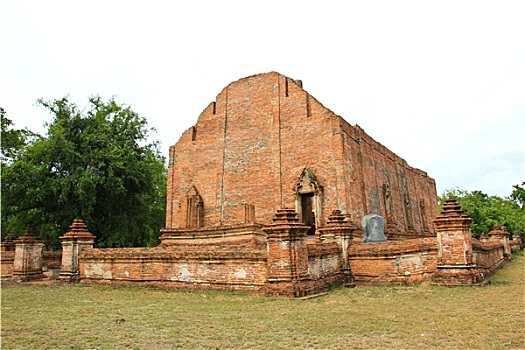 老,庙宇,建筑,寺院,大城府,泰国