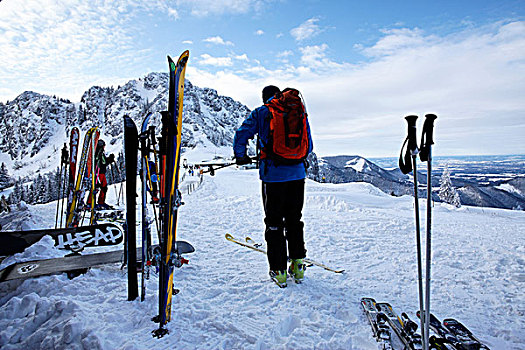 滑雪,设备,坎彭完特山,齐姆高,上巴伐利亚,德国,欧洲