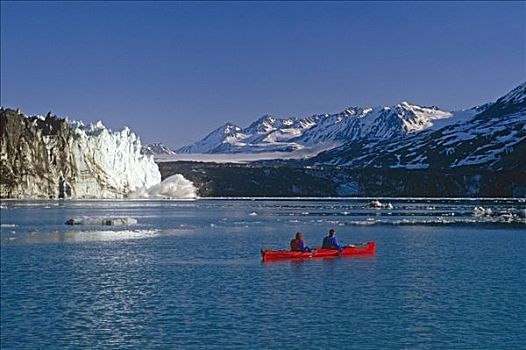 冰河,皮划艇手,冰河湾国家公园,东南阿拉斯加,夏天
