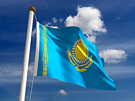 哈萨克斯坦,旗帜,裁剪,小路