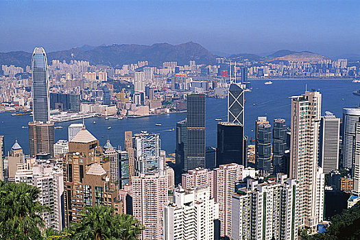 太平山,城市天际线,维多利亚港,香港,中国