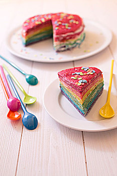薄烤饼,彩虹,蛋糕