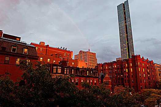 彩虹,上方,城市,波士顿,美国