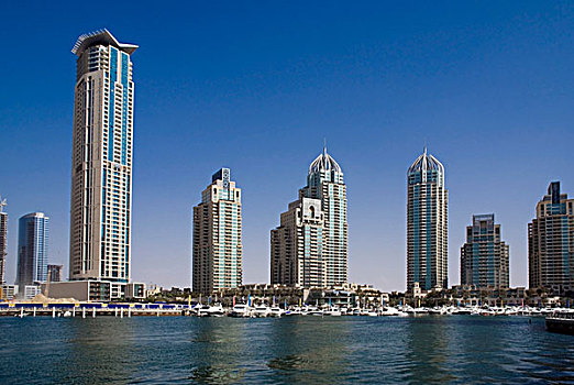 摩天大楼,游艇,迪拜,码头