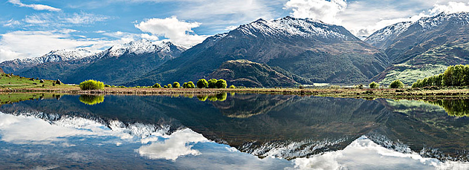 山脉,反射,湖,山谷,艾斯派林山国家公园,奥塔哥,南部地区,新西兰,大洋洲
