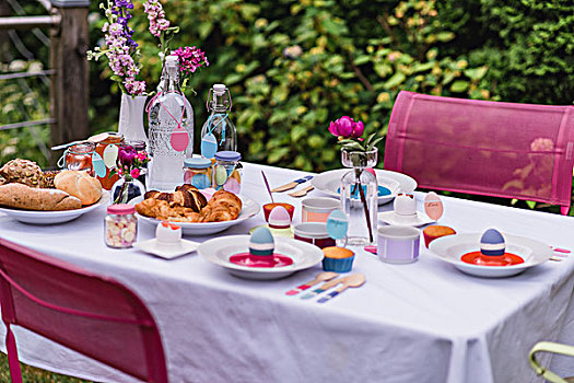 花园桌,遮盖,复活节早餐