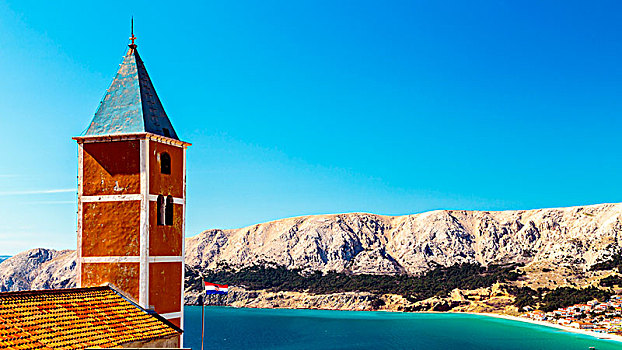 风景,教堂,克尔克岛,岛屿,达尔马提亚,亚得里亚海,海岸,克罗地亚