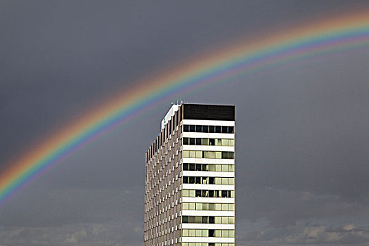 彩虹,高处,高层建筑,建筑,北莱茵威斯特伐利亚,德国,欧洲
