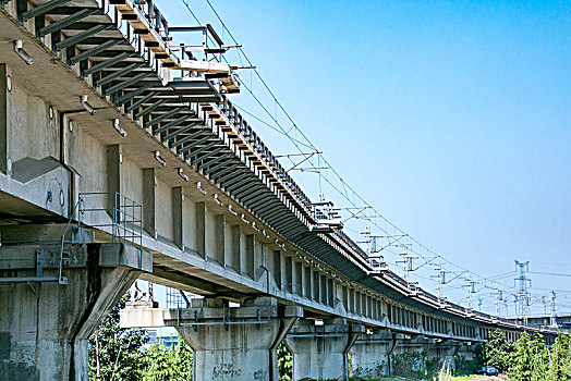 动车铁路高架桥建筑景观