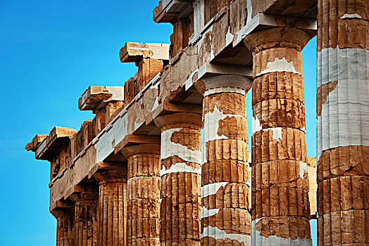 柱子,特写,卫城,历史,遗址,雅典,希腊