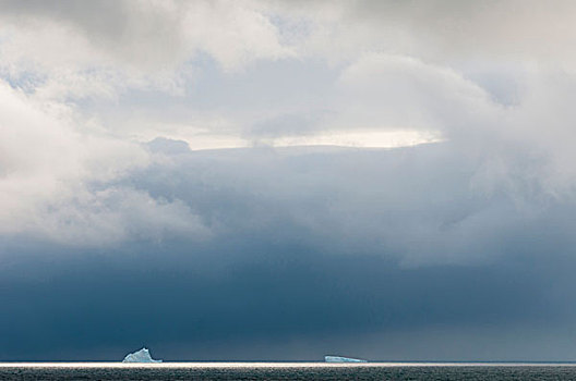 南极,海峡,冰山,风暴,天空