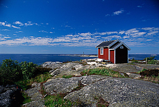 红色,船库,斯德哥尔摩群岛,瑞典