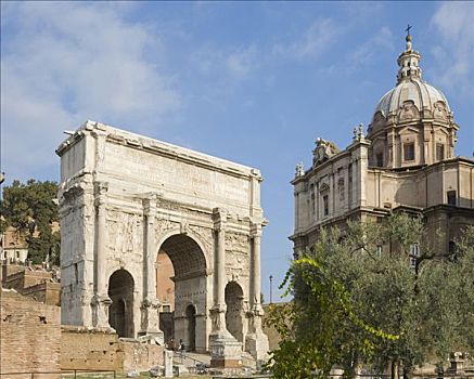 拱形,教堂,古罗马广场,罗马,意大利,欧洲