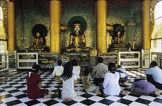 泰国,北方,信徒,祈祷,佛教寺庙