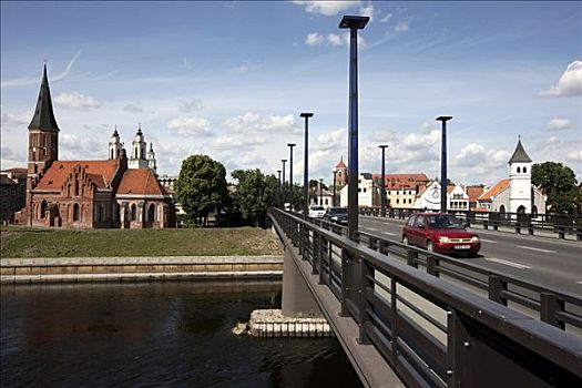 教堂,桥,上方,考纳斯,立陶宛,波罗的海国家,欧洲