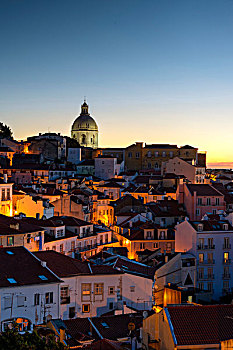 穹顶,教堂,日出,里斯本,葡萄牙