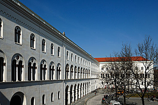 入口,建筑,大学,慕尼黑,巴伐利亚,德国,欧洲