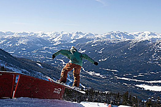 滑雪板玩家,享受,滑雪板,公园,不列颠哥伦比亚省,加拿大