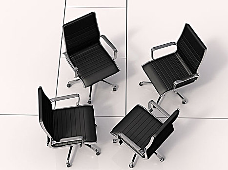 俯视,四个,商务,椅子,白色背景,地面