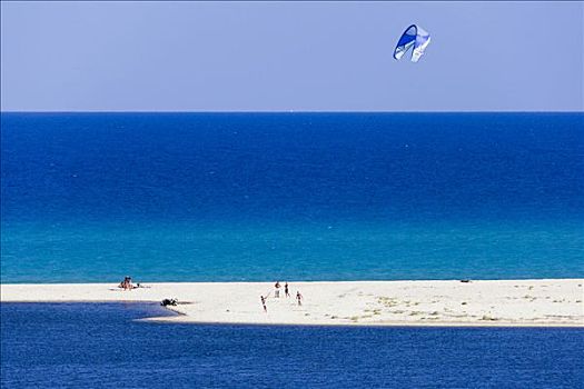 练习,风筝冲浪,码头,省,努奥罗,萨丁尼亚,意大利
