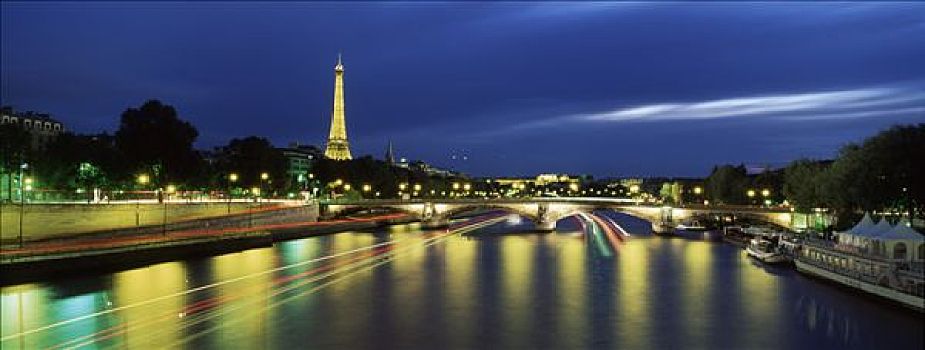 法国,巴黎,赛纳河,黄昏,埃菲尔铁塔,背影