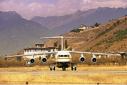 飞机,飞机跑道,新,机场,不丹