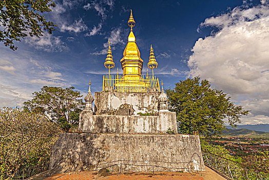 金色,寺院,胡姆斯,庙宇,佛塔,琅勃拉邦,老挝
