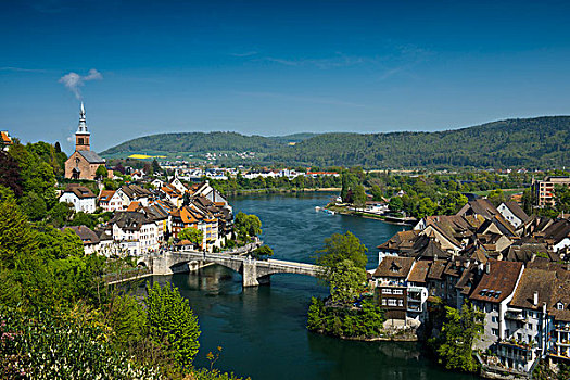 巴登,左边,瑞士,右边,高,莱茵河,巴登符腾堡,德国,欧洲