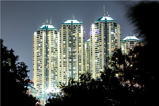 现代建筑,雅加达,夜晚