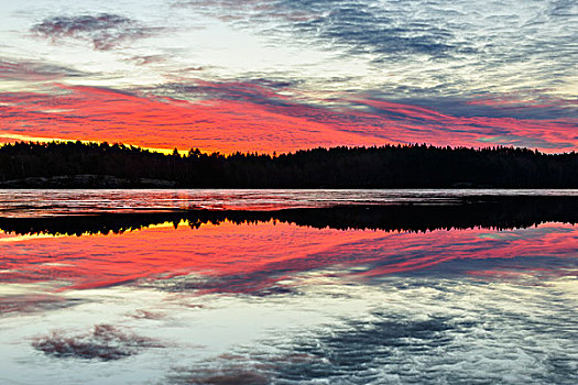 湖,日落