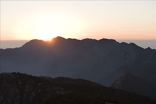 中国,江西,省,日出,上方,庐山,山,世界遗产