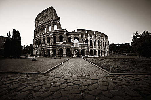 罗马角斗场,象征,建筑,罗马,意大利,单色调