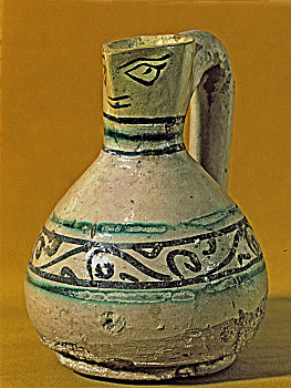 花瓶,舀具,拟人,形状,装饰,绿色,黑色,陶器