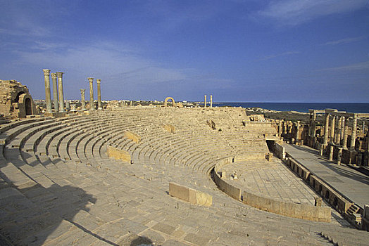 利比亚,靠近,的黎波里,莱普蒂斯马格纳,剧院