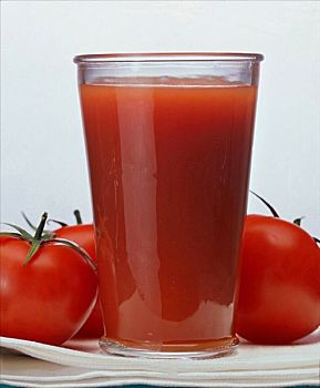 玻璃杯,番茄汁,西红柿