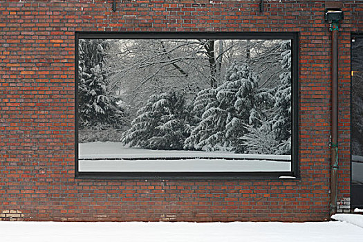 积雪,花园,反射,窗户,现代主义,风格,房子,建造,克莱菲德,德国