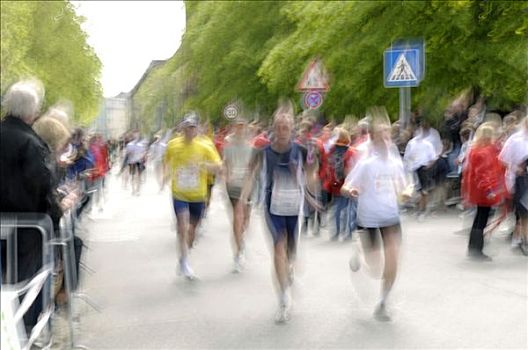 马拉松,跑步者,城市,北莱茵威斯特伐利亚,德国,欧洲