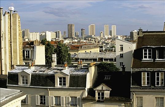 法国,巴黎,全视图,屋顶