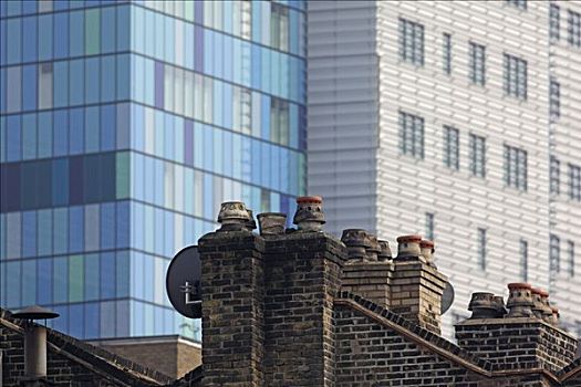 皇家,伦敦,医院,新,风景,上方,屋顶
